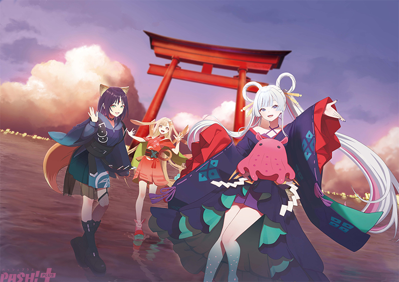 Imagen promocional relacionada con ‘¡Super Kaguya-hime!’ presenta el mundo VR de Tsukuyomi y los modelos 3D de Iroha y Yachiyo