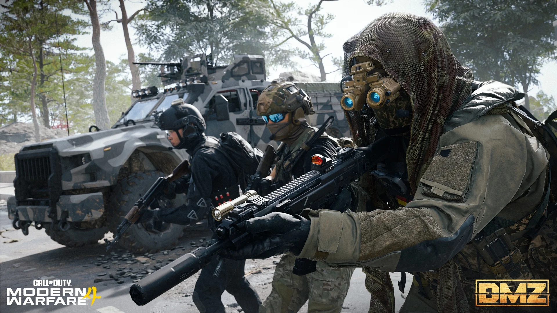Imagen promocional relacionada con DMZ de Modern Warfare 4 permitirá desplegarse con vehículos por hasta 100.000 dólares