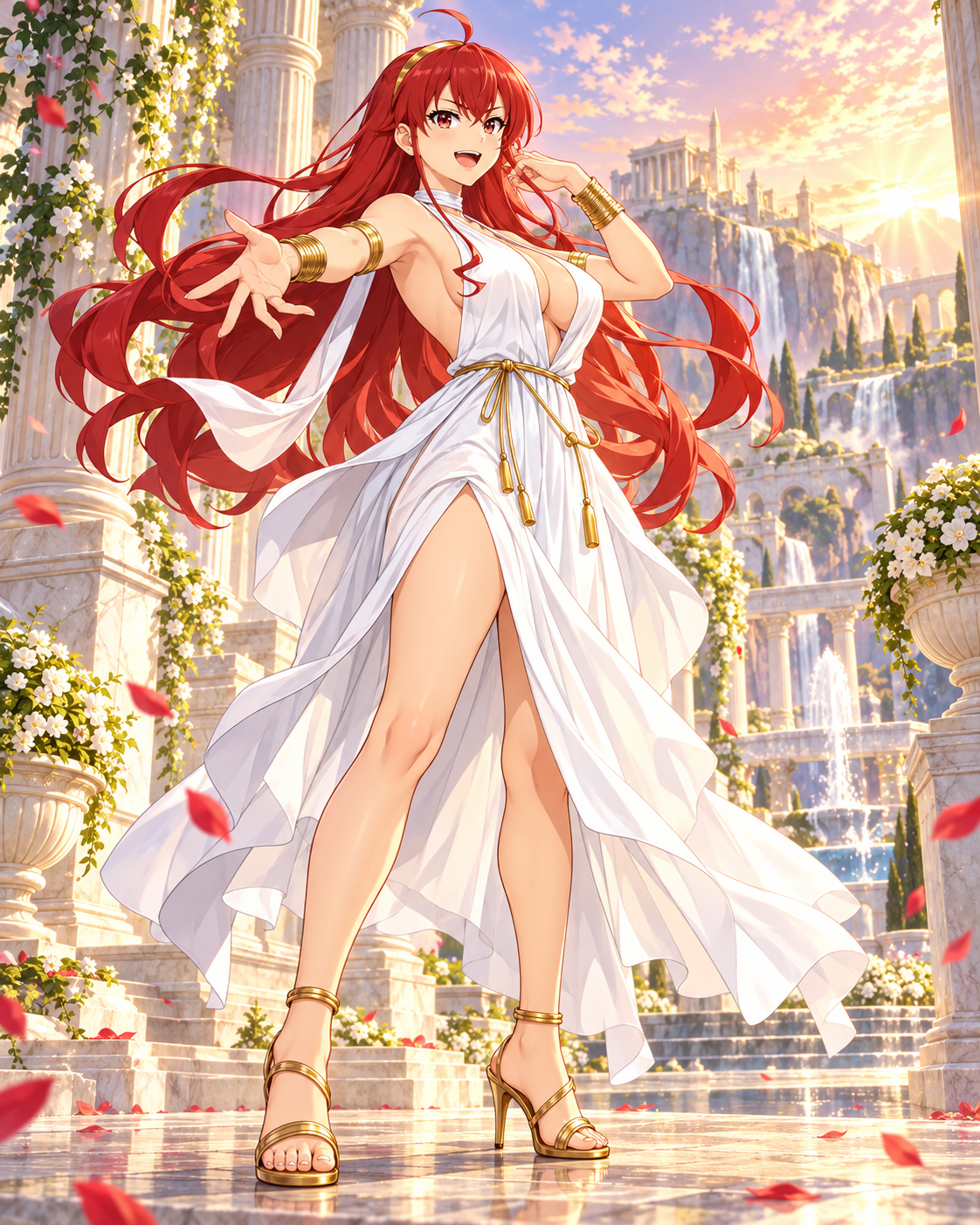 Eris Boreas Greyrat con vestido blanco de inspiración divina